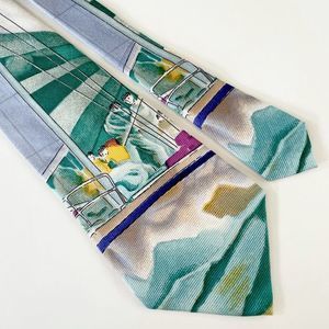 Cool Colorful NAUTICA Tie, Picturesque Sailing Theme, Boating, 4” Wide GUC